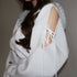 Shoulder cutout sequin sweatshirt setup